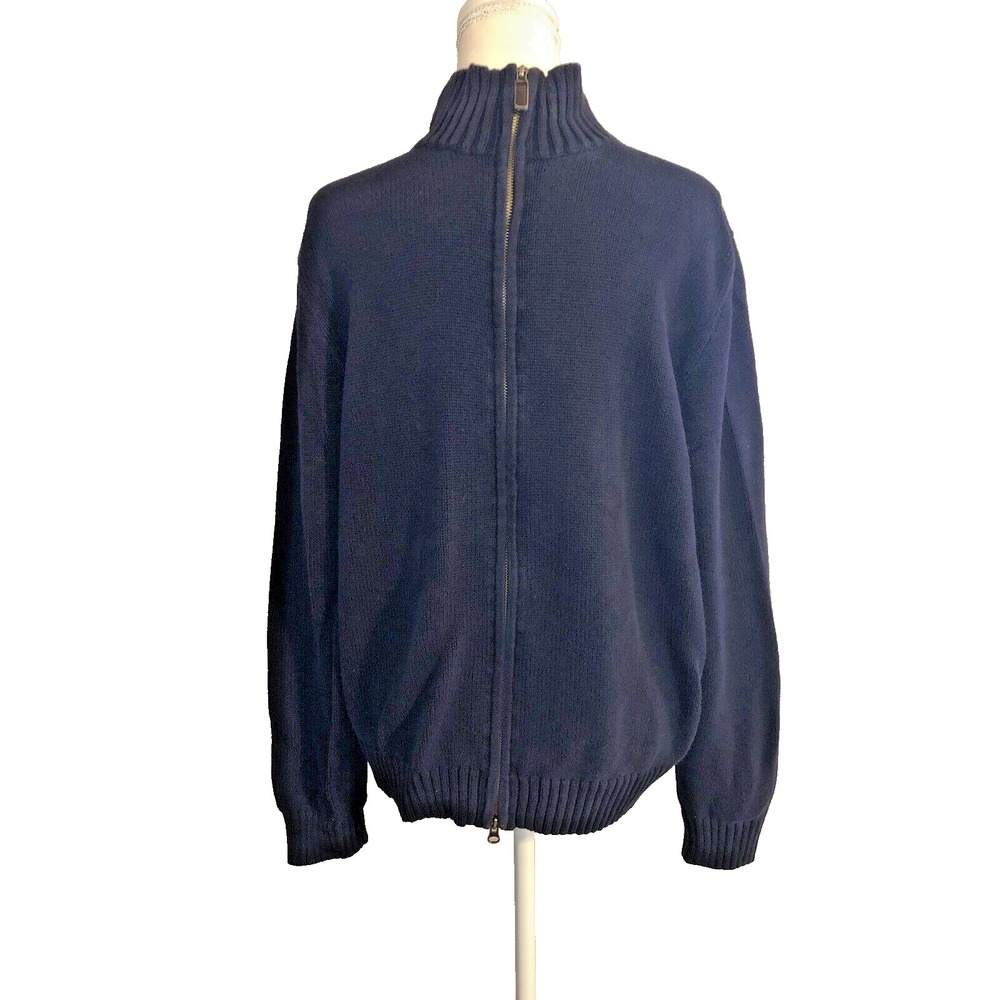 J Crew Sweater Mens L Full Zip 100% Cotton Knit Cardigan Jacket Long Sleeve